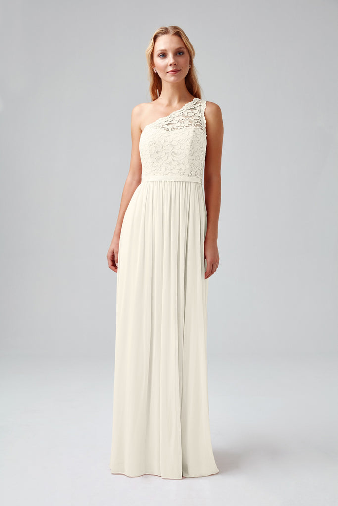 long one shoulder lace bridesmaid dress f17063