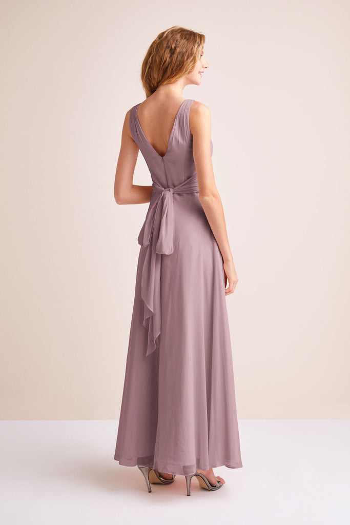 surplice tank long chiffon bridesmaid dress