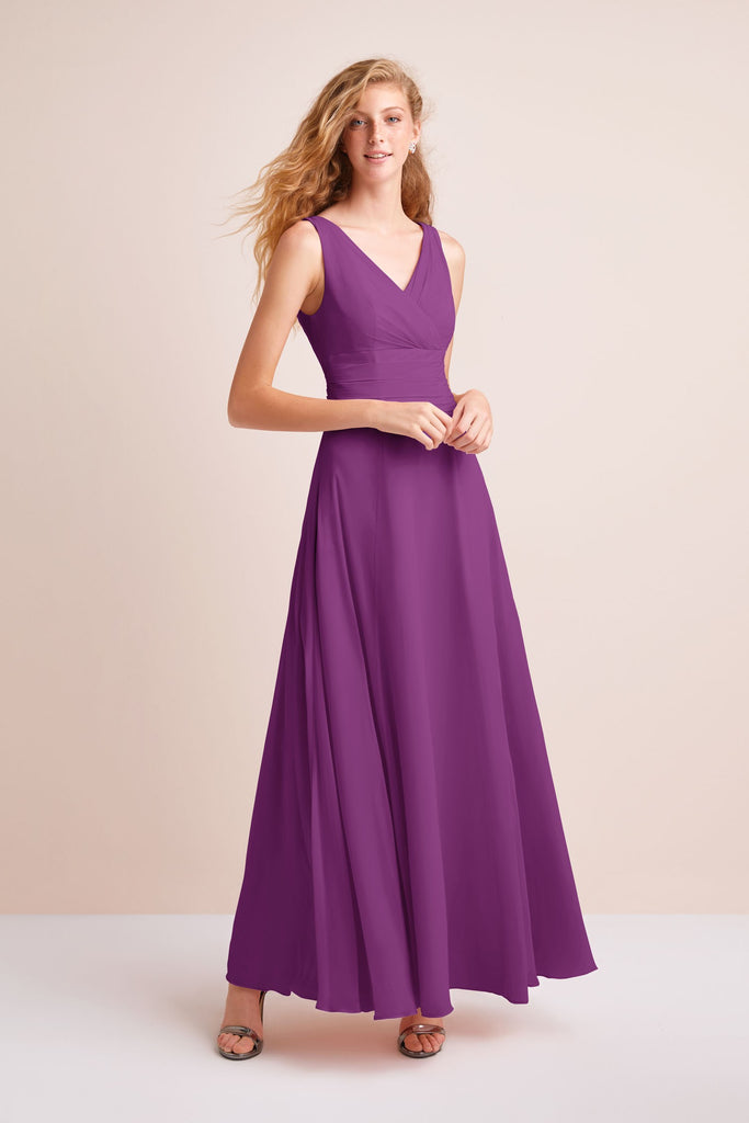 surplice tank long chiffon bridesmaid dress