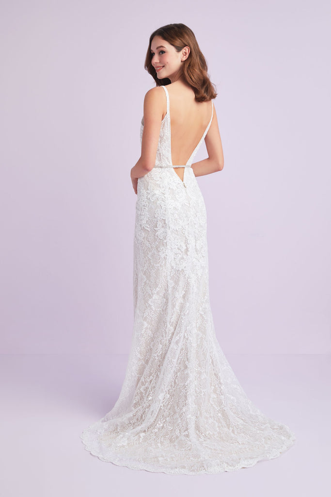 ivory lace sheath wedding dress