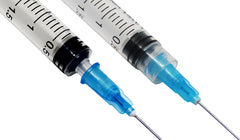 Luer slip syringe and luer lock syringe with 23g hypodermic needle