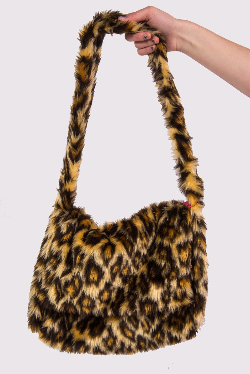 fluffy leopard print bag