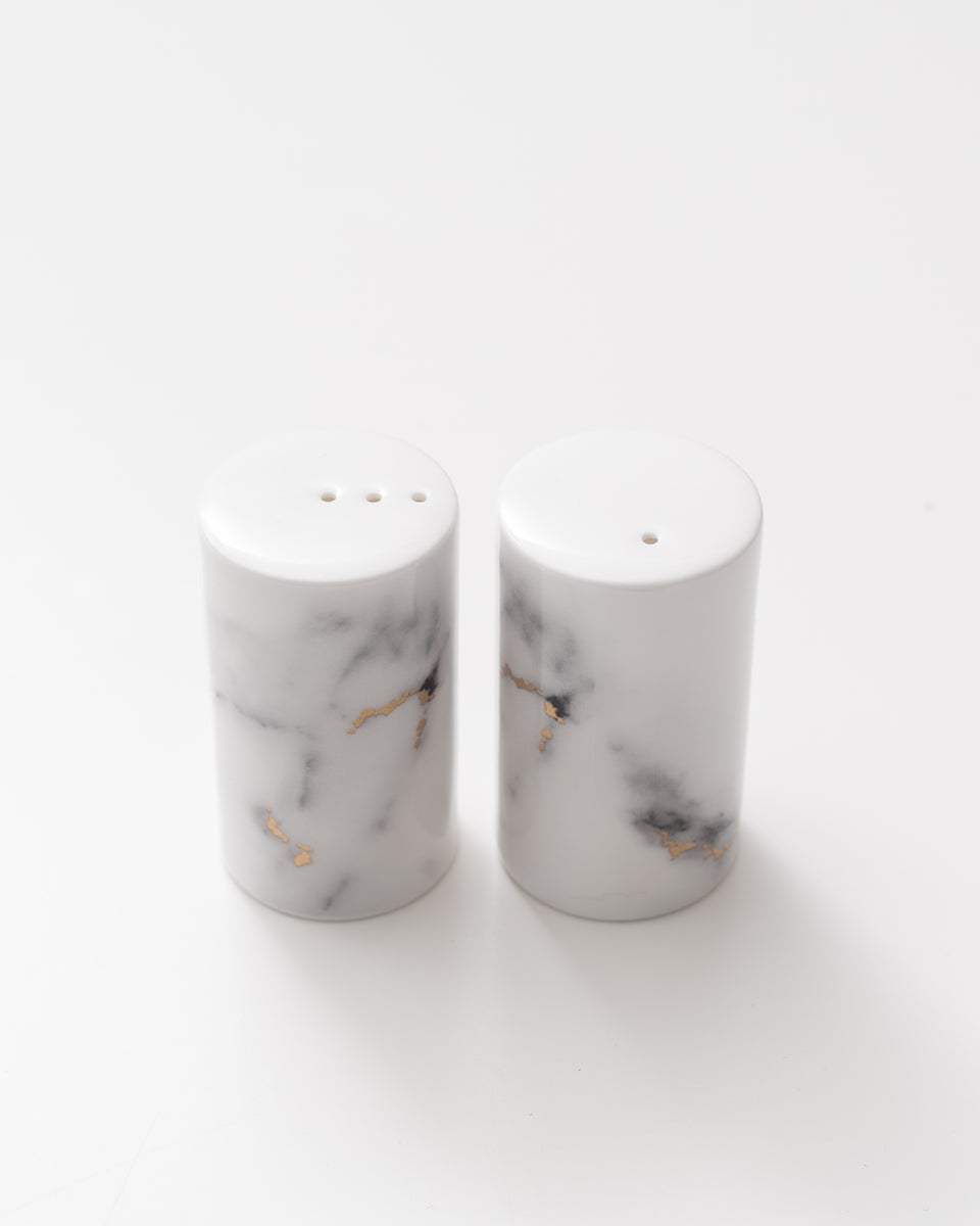 marble salt and pepper shakers