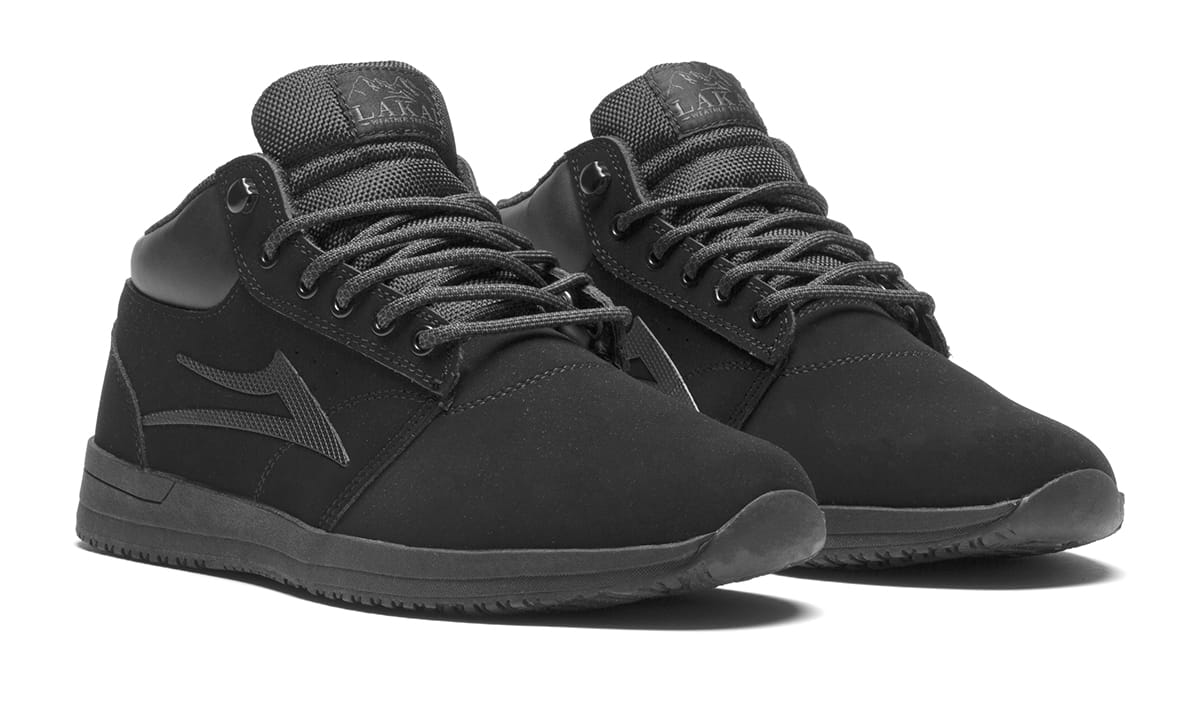 all black mid top shoes