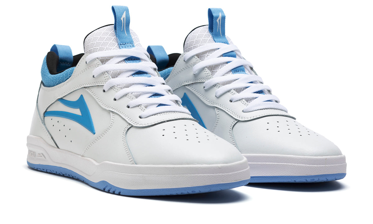 white and light blue shoes