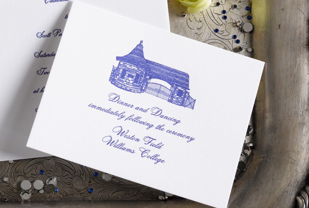 Cathy & Scott is a letterpress wedding suite set in Williamstown, MA. Call us toll-free at 1-800-995-1549 or email us at hello@pickettspress.com
