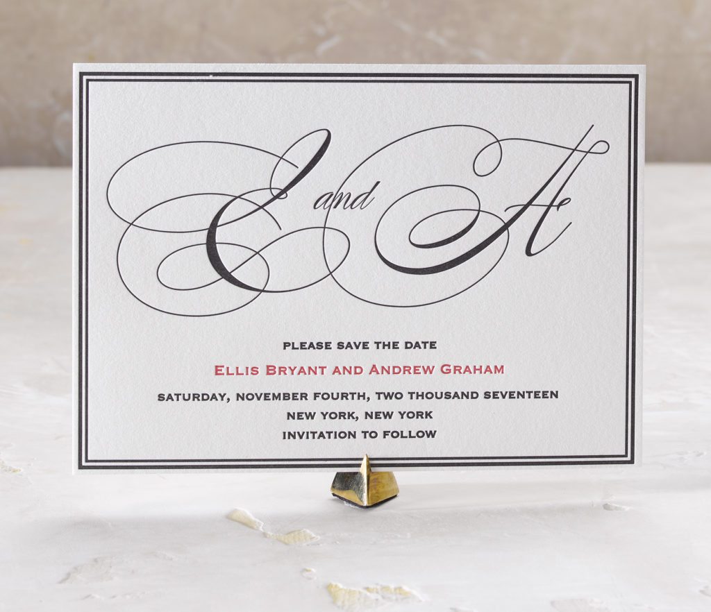 Ellis & Andrew is a letterpress wedding suite set in NYC. Call us toll-free at 1-800-995-1549 or email us at hello@pickettspress.com