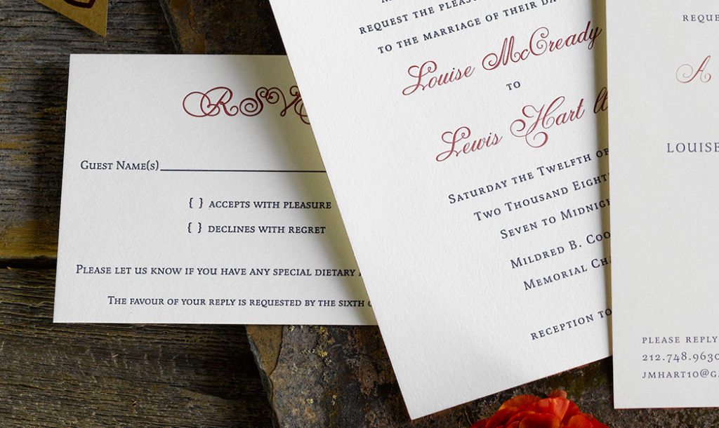 Louise & Lewis is a letterpress wedding suite set in Little Rock, Arkansas. Call us toll-free at 1-800-995-1549 or email us at hello@pickettspress.com