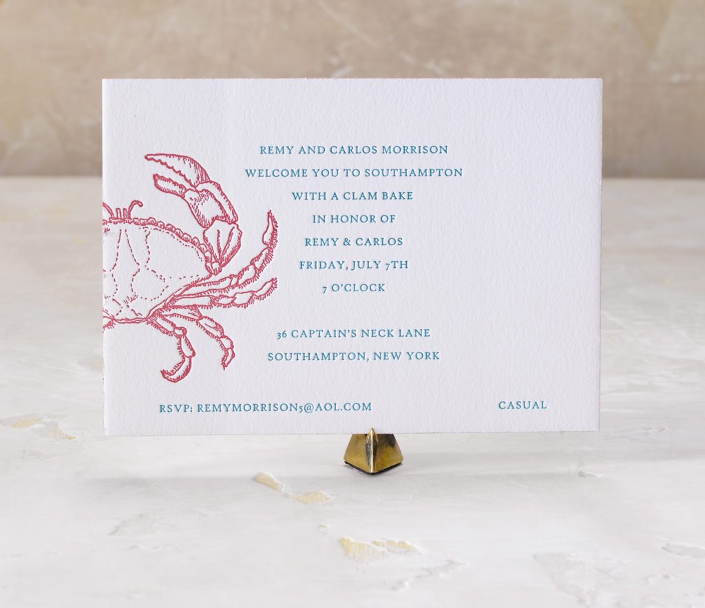  Remy & Carlos is a letterpress wedding suite set in Bridgehampton, NY. Call us toll-free at 1-800-995-1549 or email us at hello@pickettspress.com