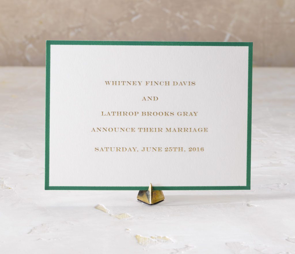 Whitney & Brooks is an engraved wedding suite set in Southampton, NY. Call us toll-free at 1-800-995-1549 or email us at hello@pickettspress.com