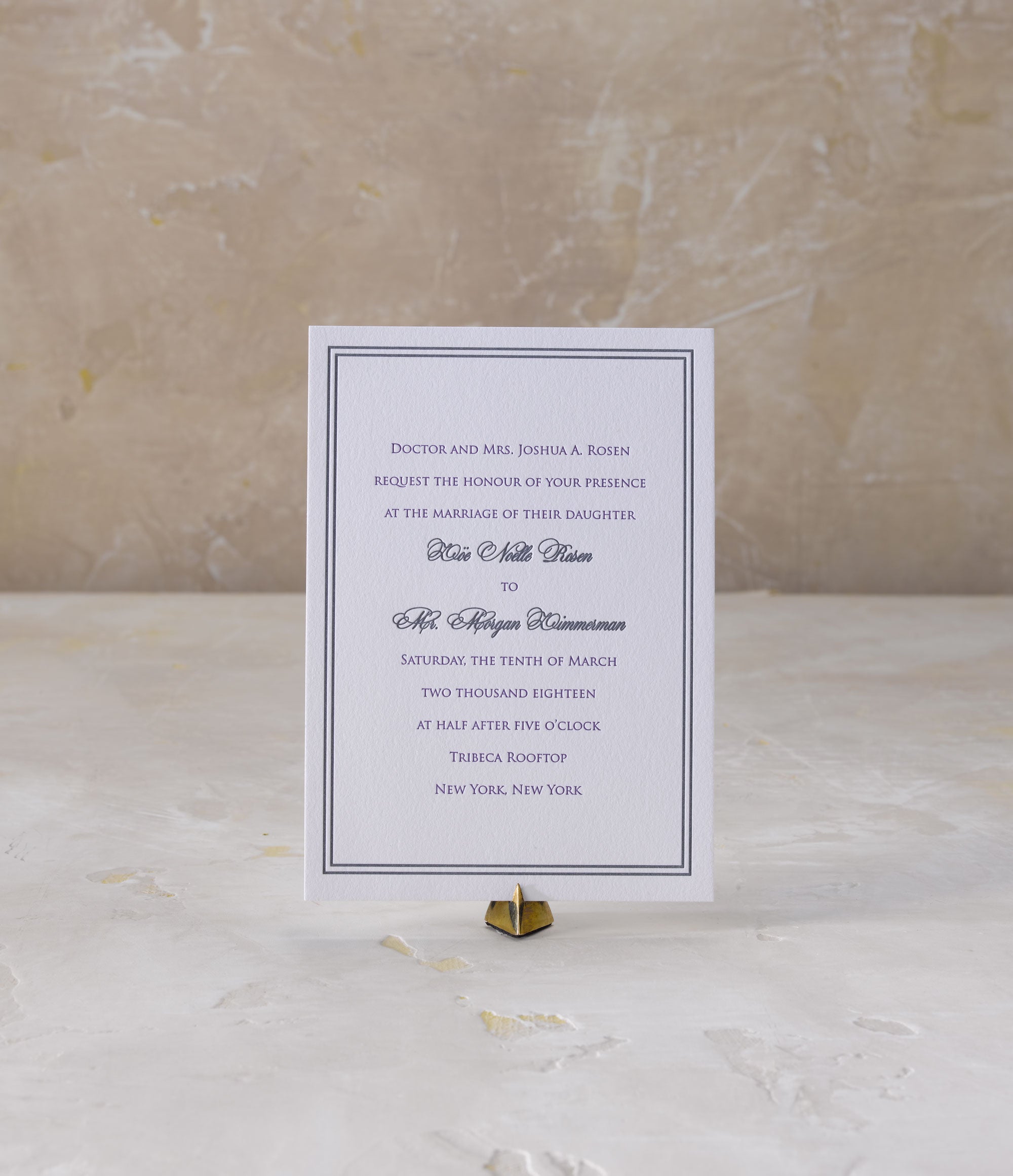 Zoe & Morgan is a letterpress wedding suite set in NYC. Would you like to be featured on #PPRealBride? Email us your photos to hello@pickettspress.com to be featured on our page! Shop here for more Pickett's Press wedding suites!