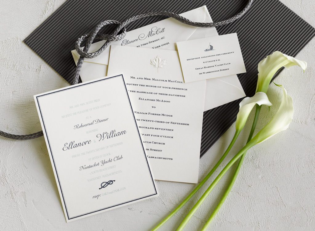 Ellie and Will is an engraved wedding suite set in Nantucket, MA. Call us toll-free at 1-800-995-1549 or email us at hello@pickettspress.com
