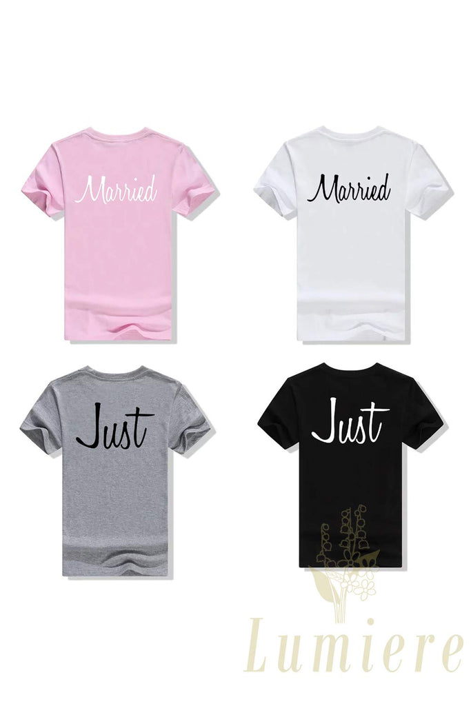 結婚式 ハネムーン 新婚 Just Married Tシャツ ペアルック ペア お揃い 結婚祝い Lumiere Official Shop