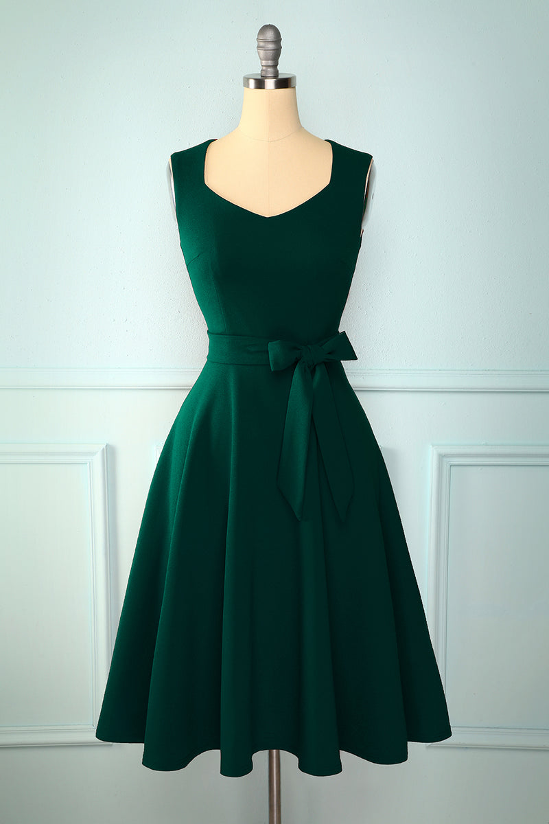 dark green sleeveless dress