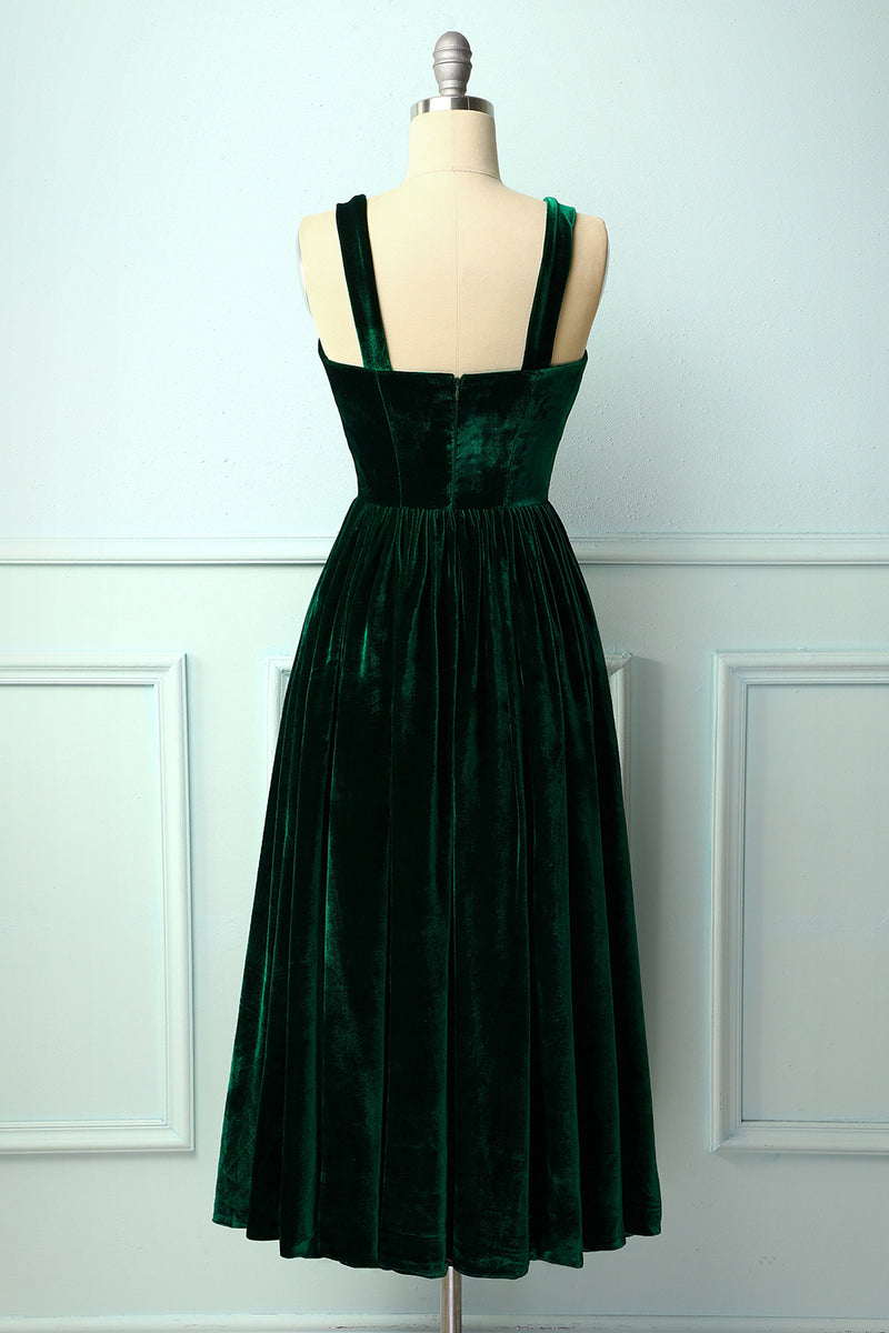 velvet green cocktail dress