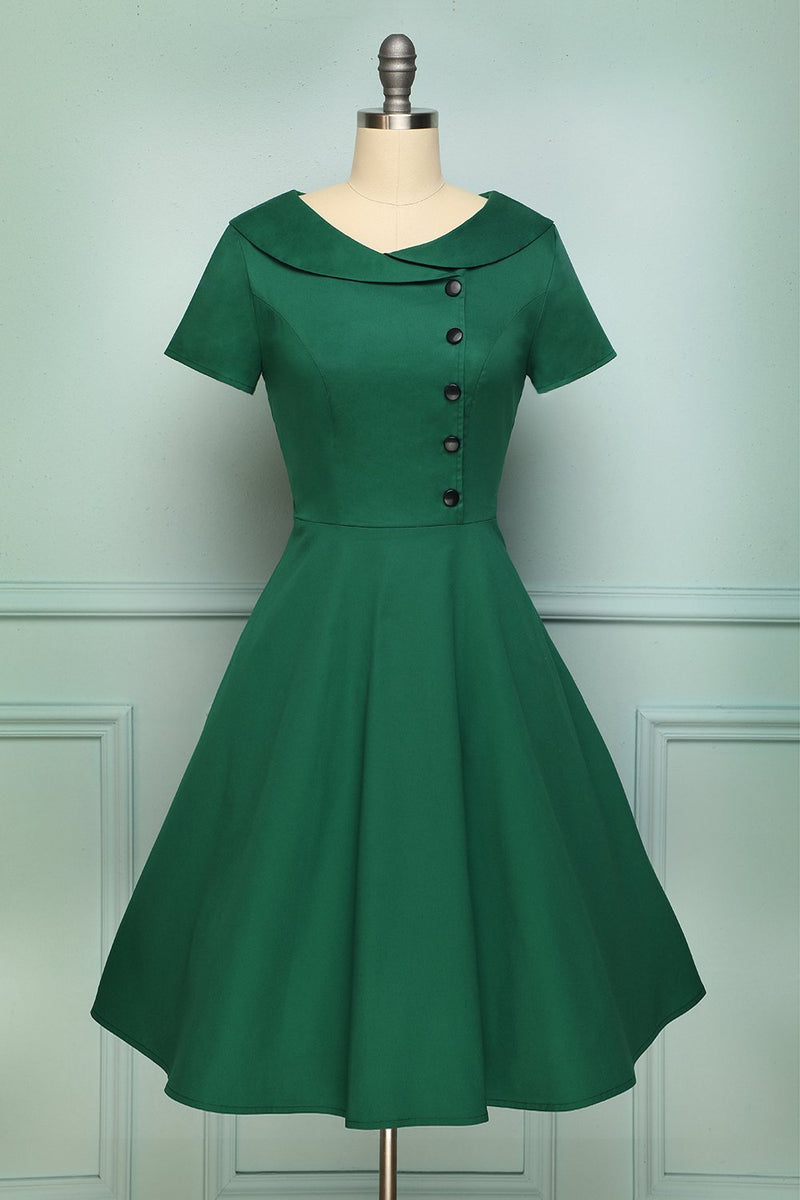 green button up dress