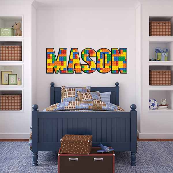 Perfect for Boys Girls Bedroom Childrens Name Wall Stickers Personalised Lego 