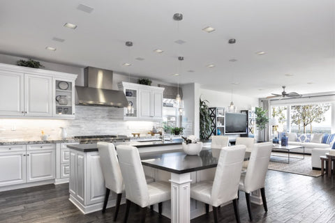 Kitchen with ceiling speakers