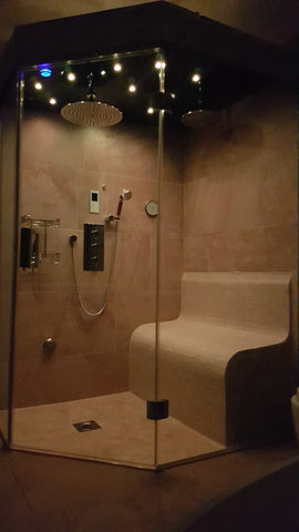 Ceiling speakers steam room shower finished product