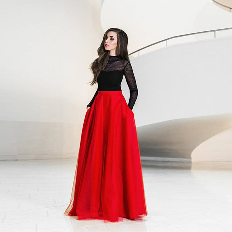 high waist formal skirt