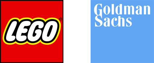 Lego and Goldman Sachs logos