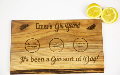 Personalised Gin Board by Dernacoo Crafts
