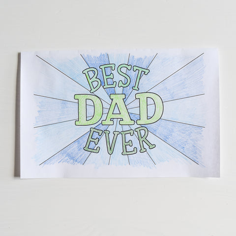 Free fathers day gift idea kids coloring page card village baby printable best dad ever green blue