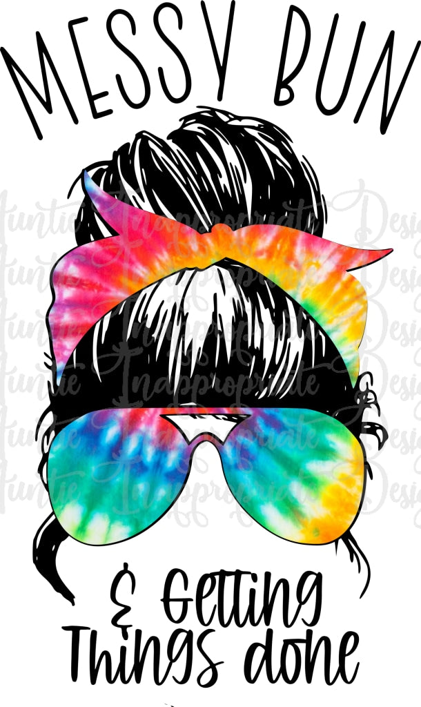 Messy Bun Tye Dye Sublimation file, PNG Printable Sublimation, Shirt d