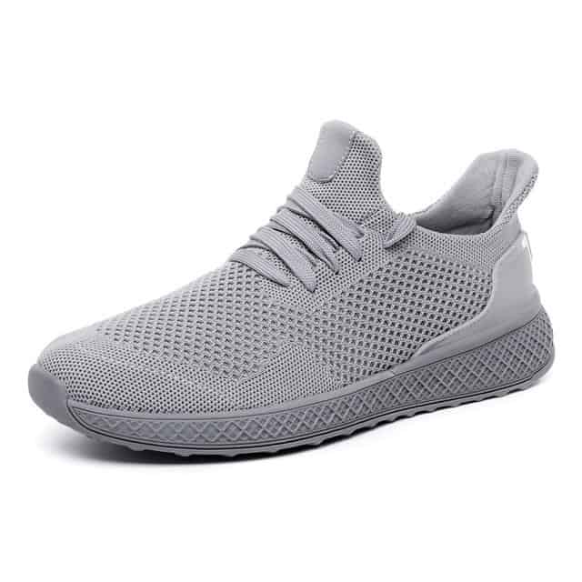 gray running sneakers