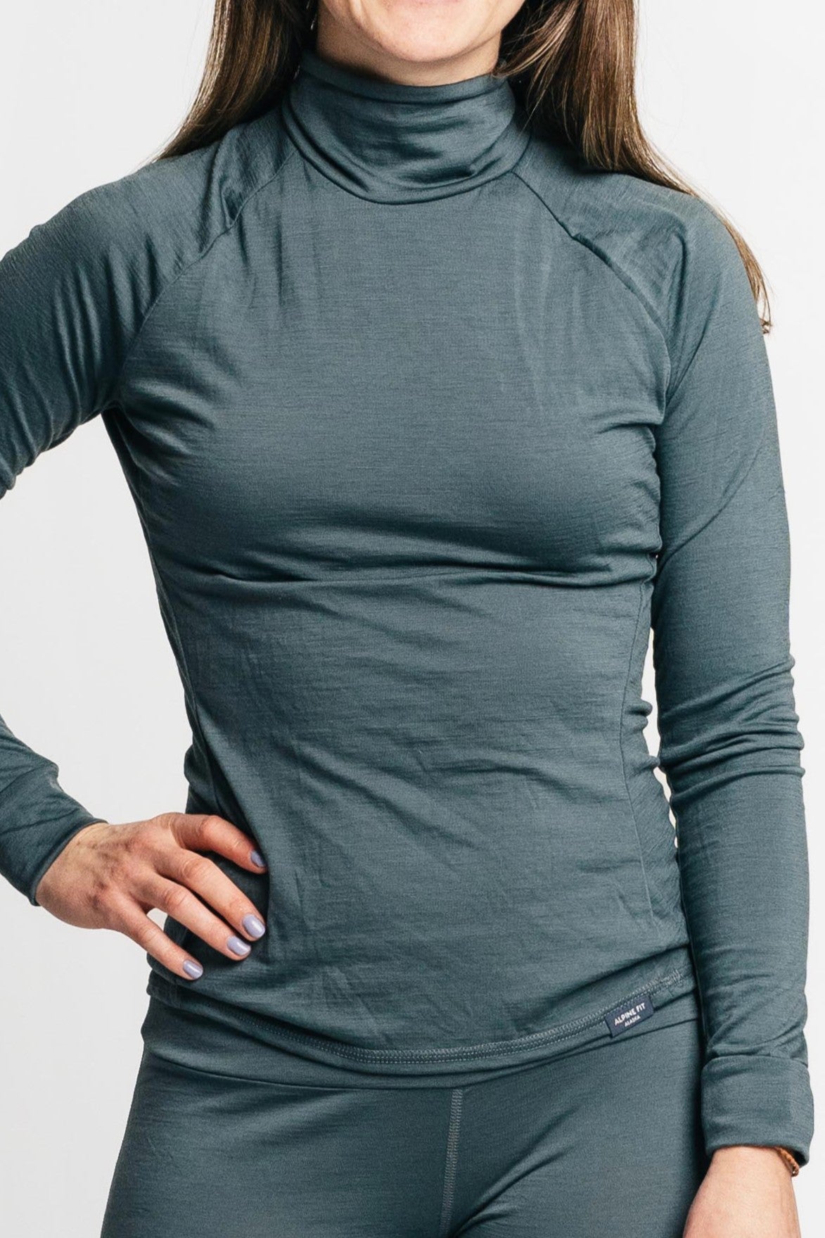 Women's Merino Wool Base Layer T-Neck Top | Alpine Fit