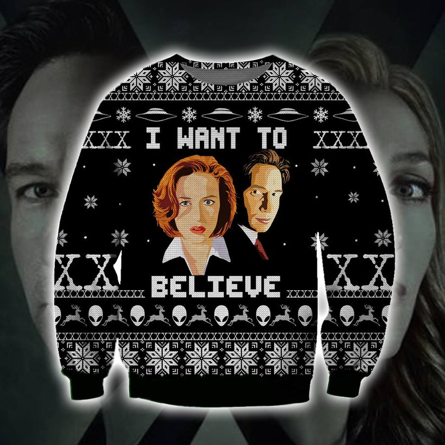 I Want To Believe 3d Print Ugly Christmas Sweater1