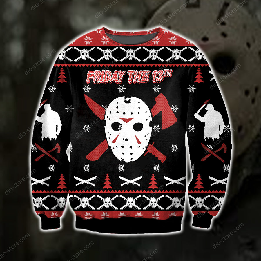 Jason- Friday The 13th 3d Print Ugly Christmas Sweater1