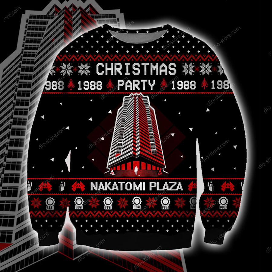 Nakatomi Plaza 3d Print Ugly Christmas Sweater1