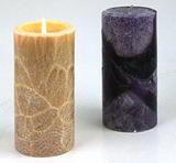 beautiful crystallised feather patterns on palm candles