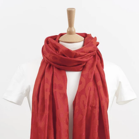 red wool silk scarf