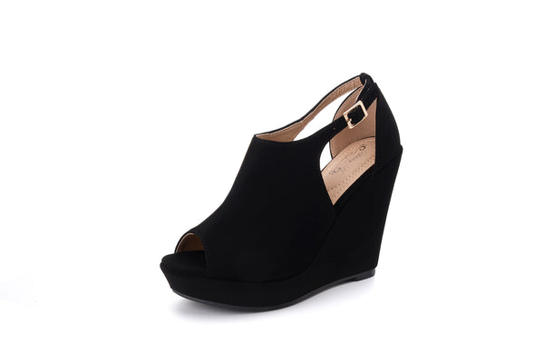 wedge open toe ankle boots