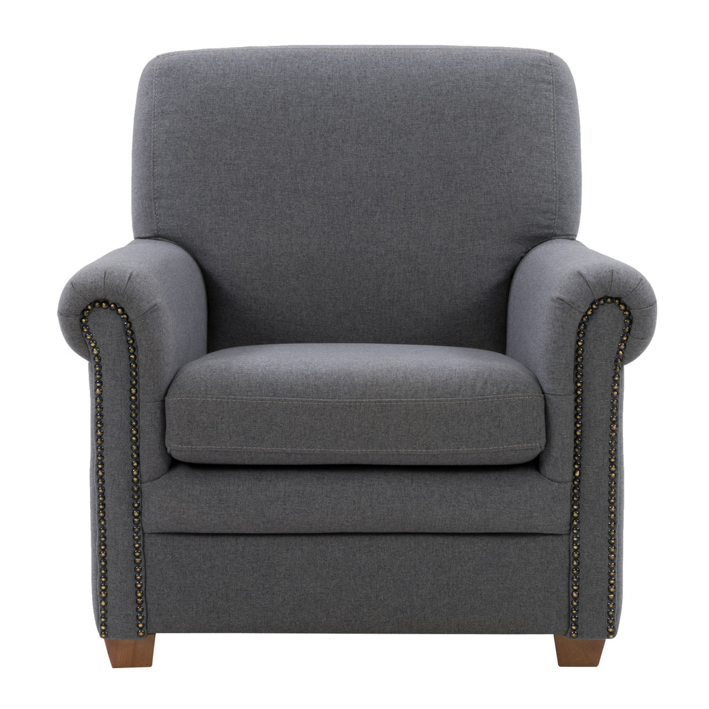 Ultra Soft Fabric Scroll Accent Arm Chair, Medium Grey *CLEARANCE - Fi