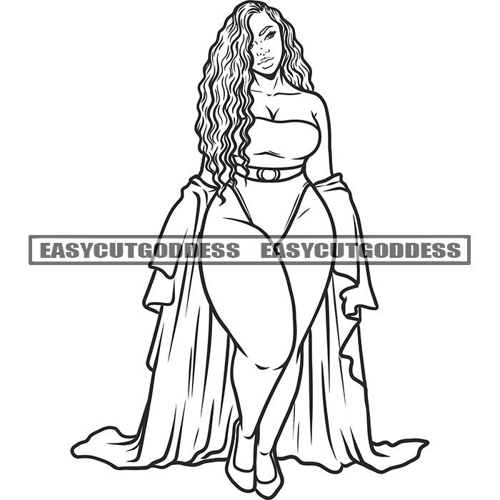Black And White Curvy Latina Woman Wearing Bikini Curly Hairstyle Plus –  DesignsByAymara