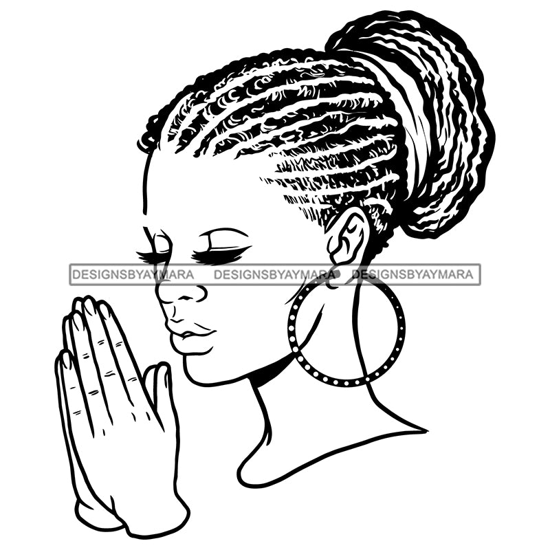 Afro Beautiful Young Girl Praying God Holy Spirit Dreadlock Bun Hairst –  DesignsByAymara