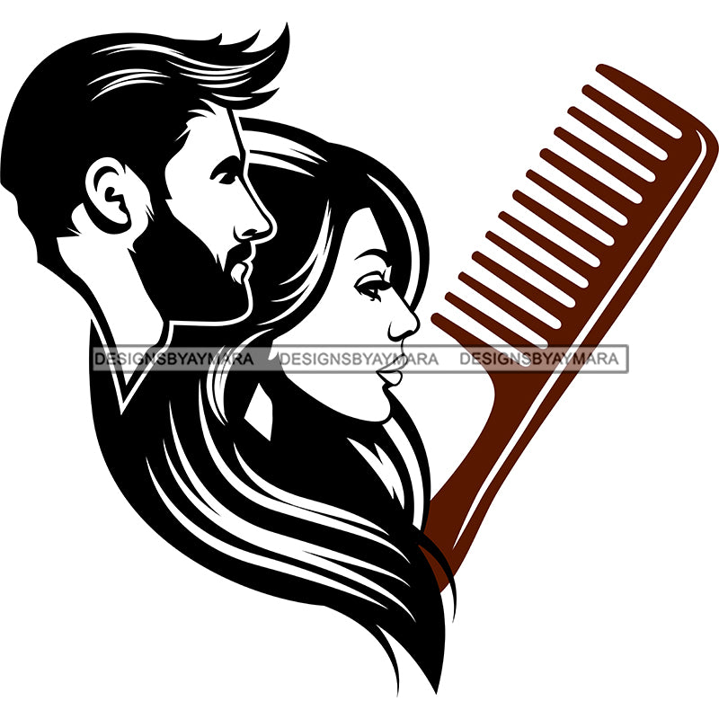 Man Woman Black Brown Comb Hair Business Beauty Salon SVG JPG PNG Vect –  DesignsByAymara