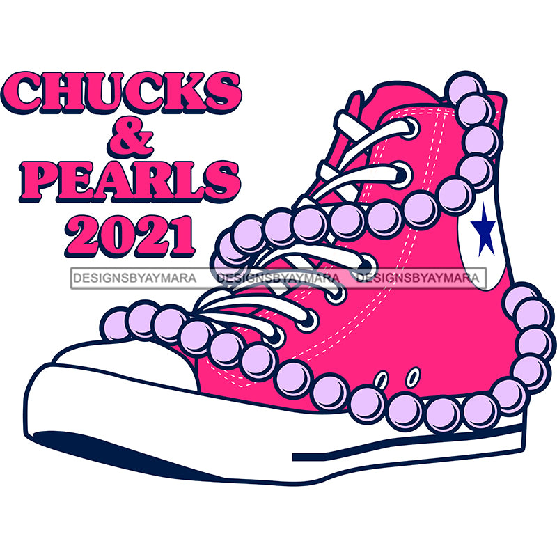 Chucks And Pearls 2021 Inauguration Celebration Vice President Afro Woman Power SVG JPG PNG Vector Clipart Cricut Silhouette Cut Cutting
