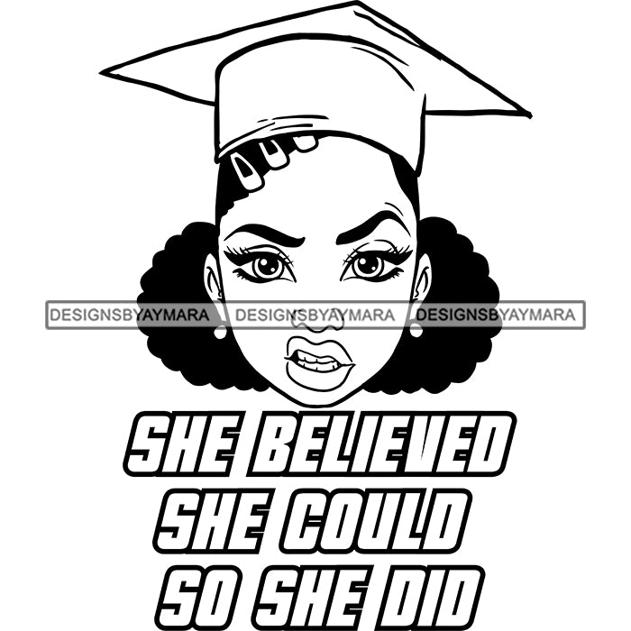 Afro Girl Graduation Quote Proud Student Certificate College Illustrat –  DesignsByAymara