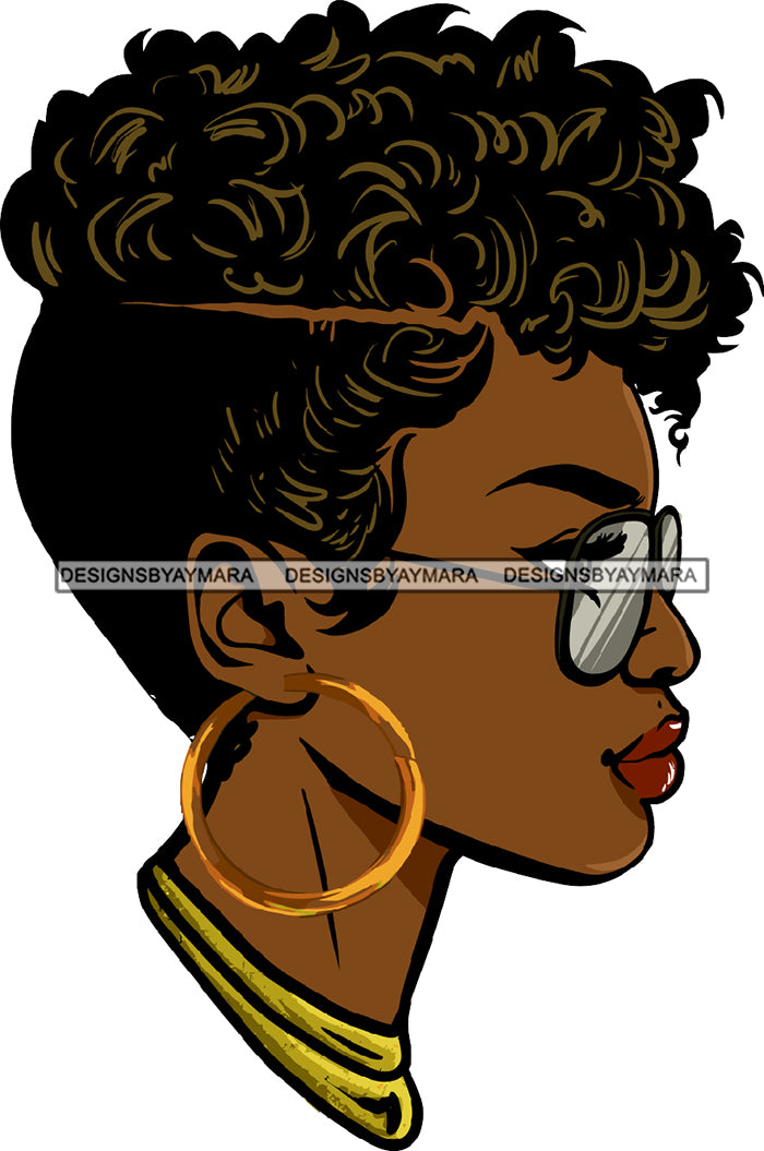 Afro Black Sexy Woman Portrait Side View Sunglasses Melanin Hoop Earri Designsbyaymara