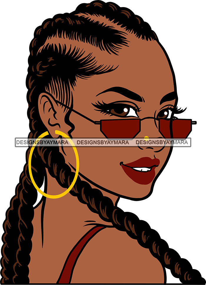 Afro Girl Babe Sexy Black Woman Sunglasses Bamboo Hoop Earrings Sexy L