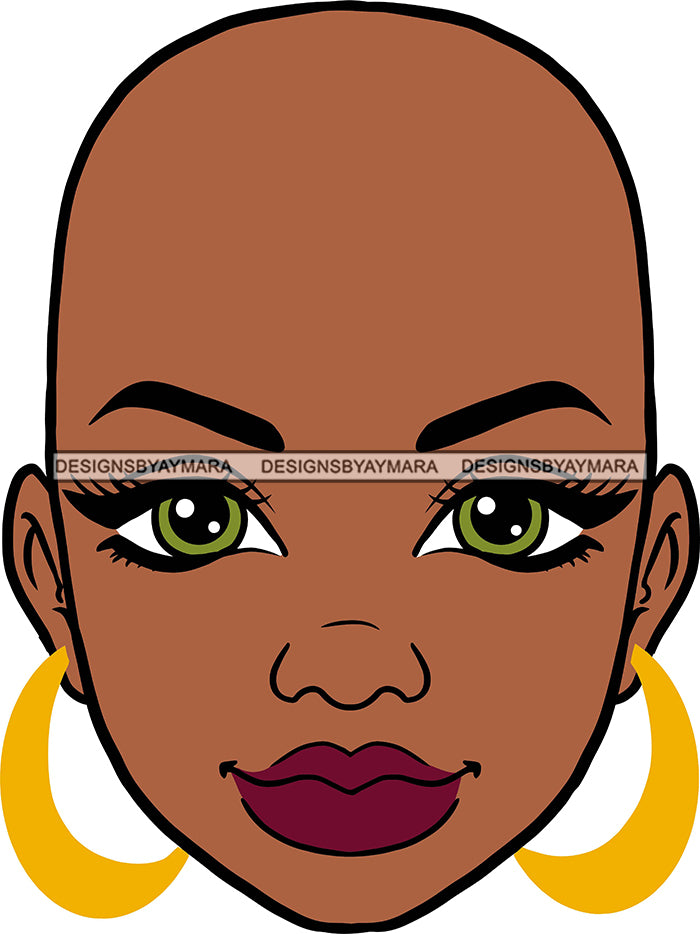 Afro Black Goddess Portrait Bamboo Hoop Earrings Sexy Lips Woman Bald –  DesignsByAymara