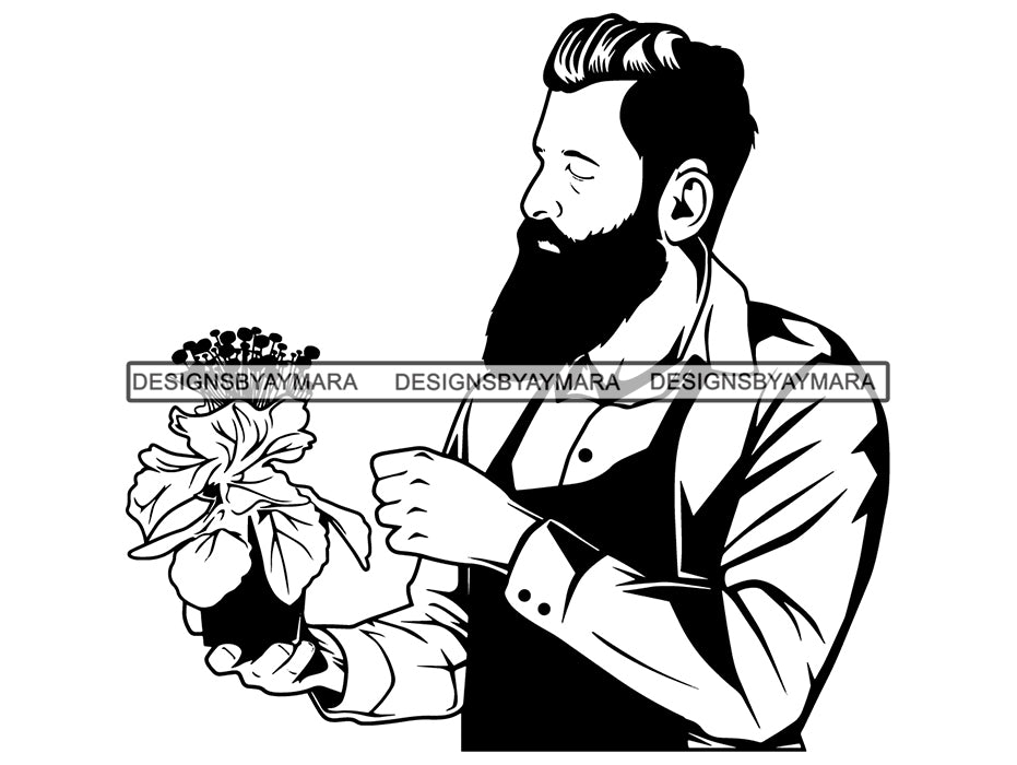Gardener Garden Man Flower Plant Florist Shop Beard Stud Uniform Attir Designsbyaymara