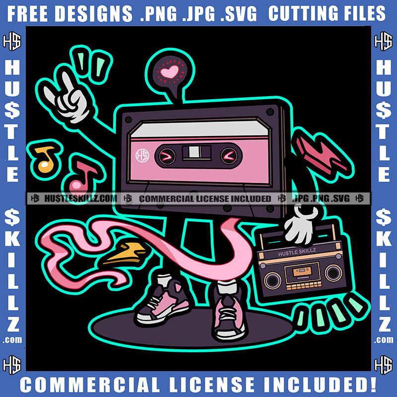 Cassette Disk Jockey Music DJ old style plates Comic Cartoon Vector De –  DesignsByAymara