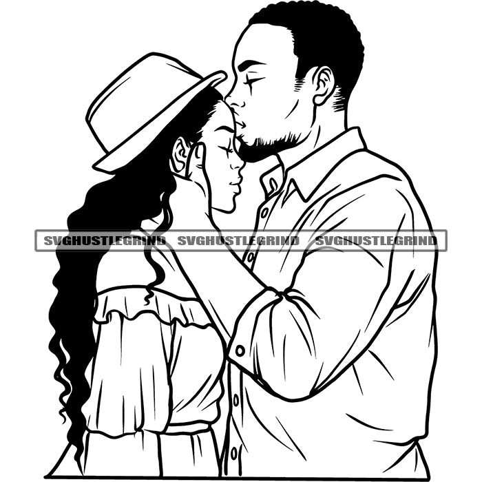 man and woman kissing clipart black