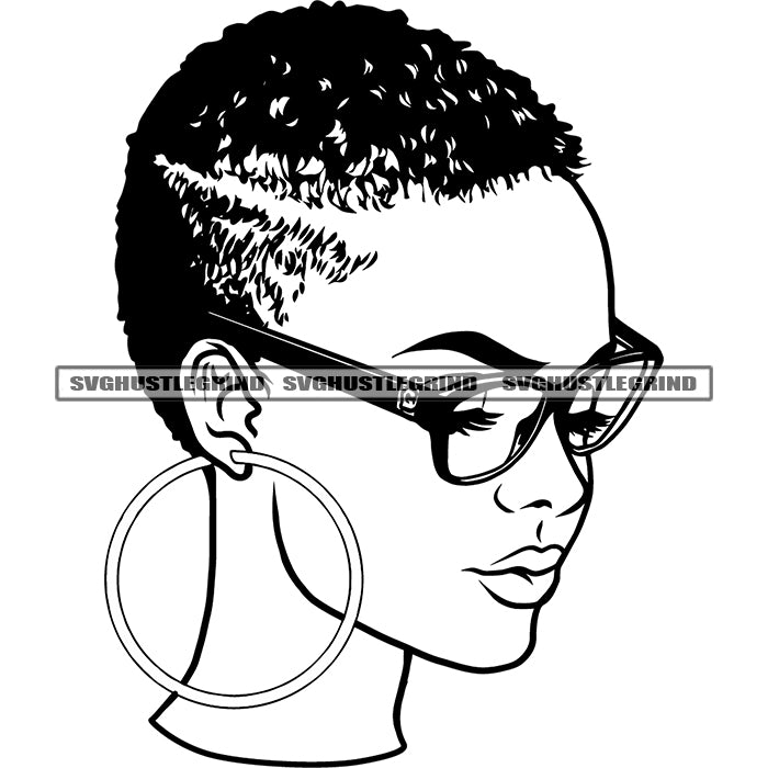 Melanin And Goddess Woman Short Hair Style Woman Vector Black And Whit –  DesignsByAymara