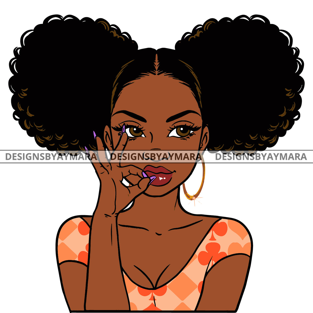 Sassy Black Woman In Orange Flowered Top Svg Png Vector Clipart Cr